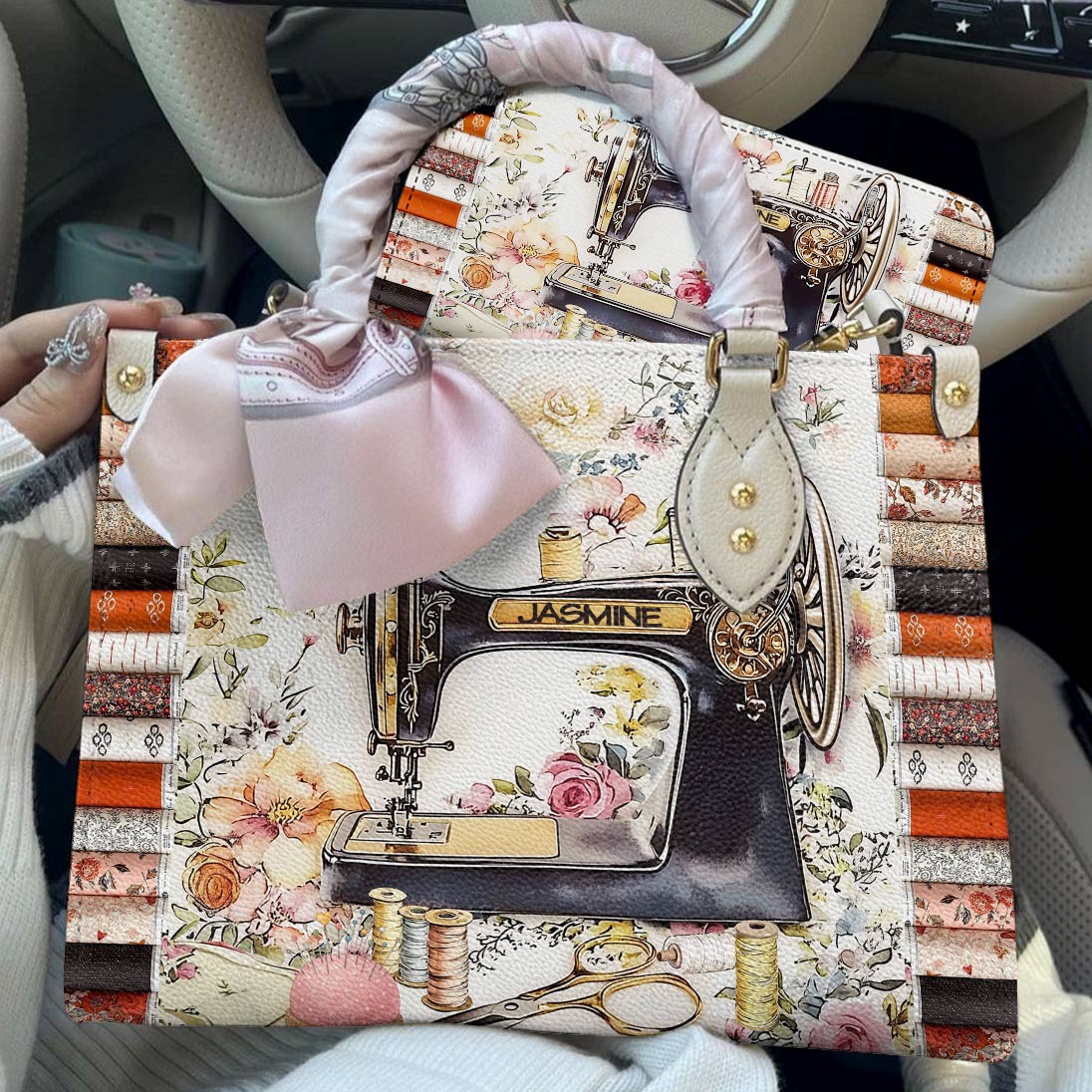 Lorva Personalized Sewing Leather Bag Vintage Bloom