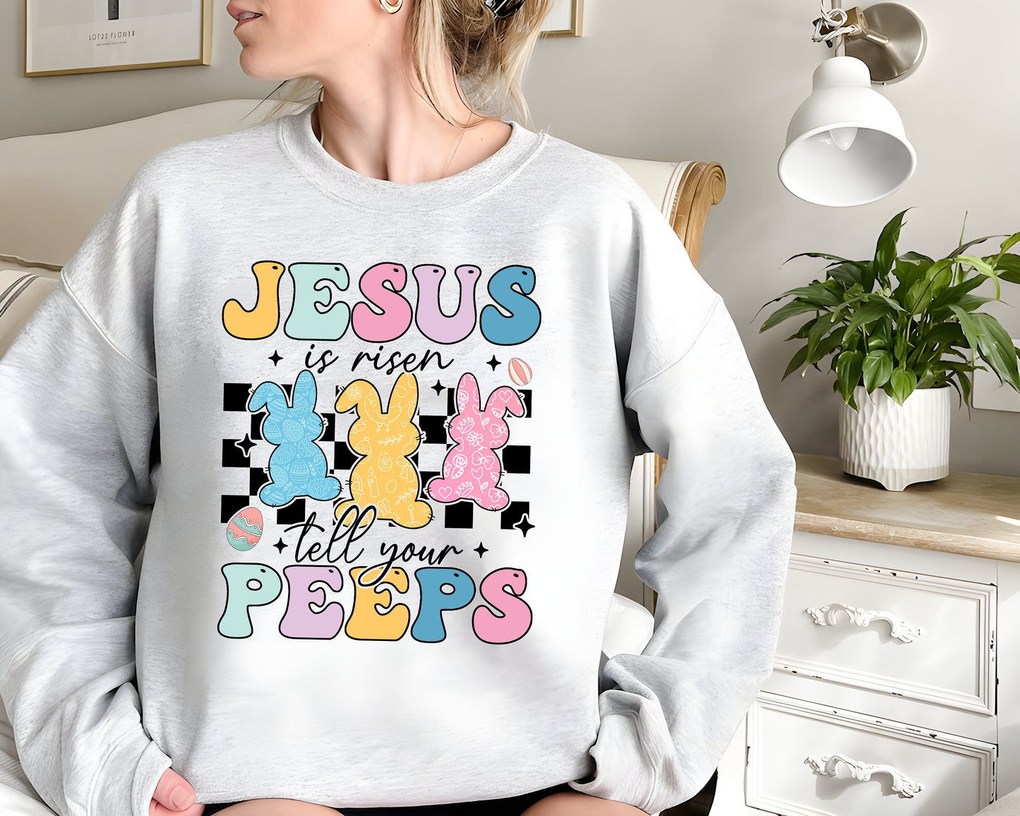 Jesus Is Risen Tell Your Peeps Sweatshirt, He is Risen Shirt, Easter Christian Kids Shirt, Jesus Easter Shirt, Religious Easter Hoodie