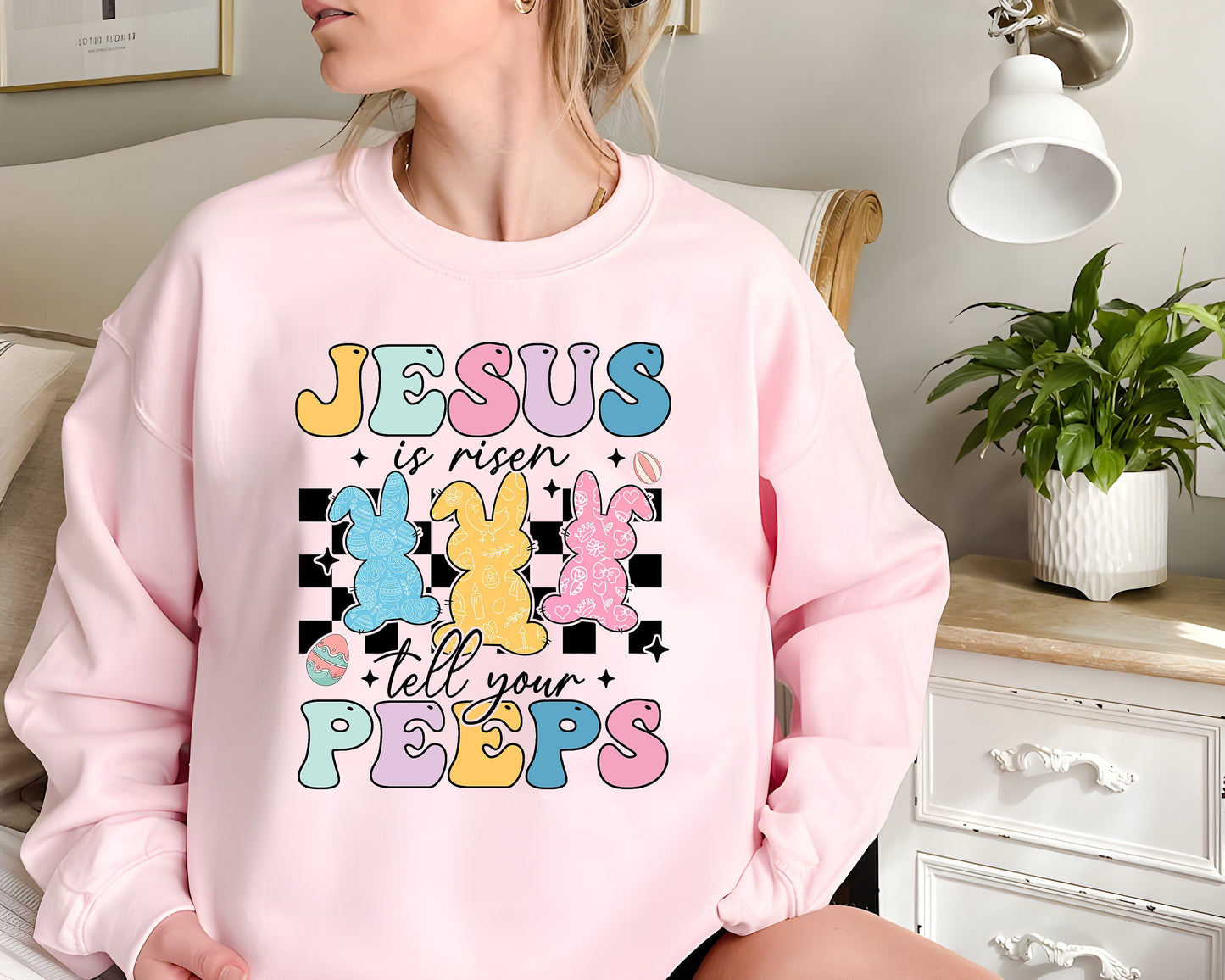 Jesus Is Risen Tell Your Peeps Sweatshirt, He is Risen Shirt, Easter Christian Kids Shirt, Jesus Easter Shirt, Religious Easter Hoodie