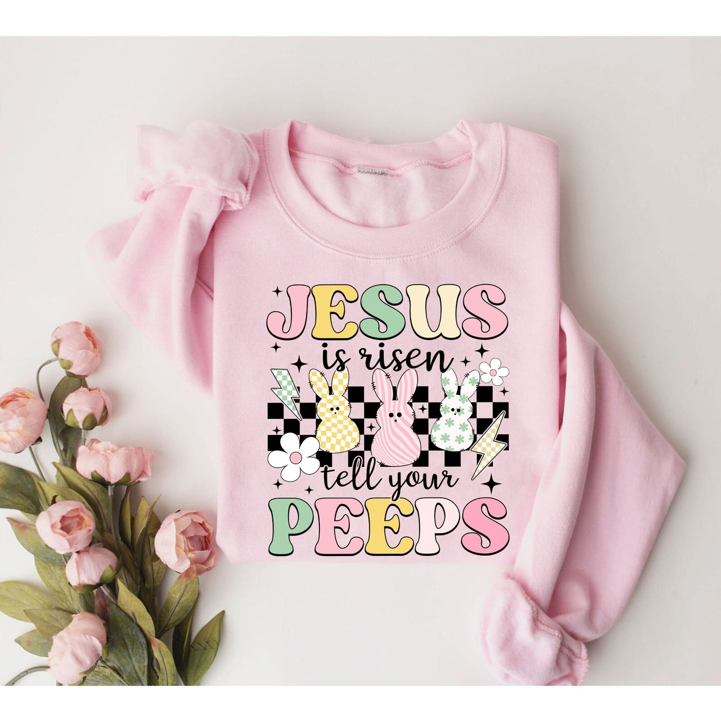 Jesus is Risen Tell Your Peeps Sweatshirt, Easter Jesus Kid, Cute Bunny Peep Shirt, Easter Toddler Shirt, Christian Kids Gift,Toddler Shirt