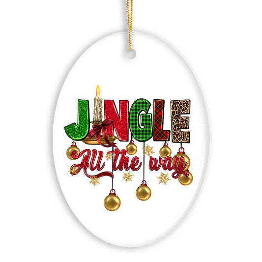 Jingle All the Way Holiday Plaid Cheerful Christmas Ornament