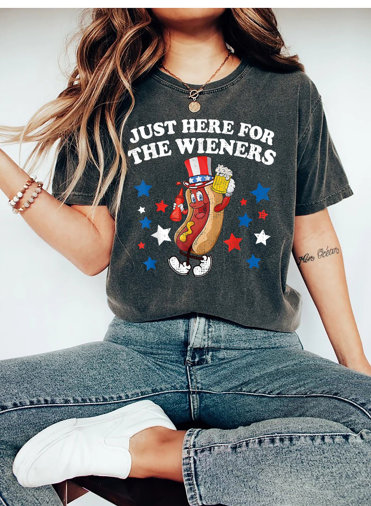 Just Here For The Wieners Shirt for 4th of July, Funny Hot Dog shirt, Independence Day tee shirt, Retro 4th of July tshirt