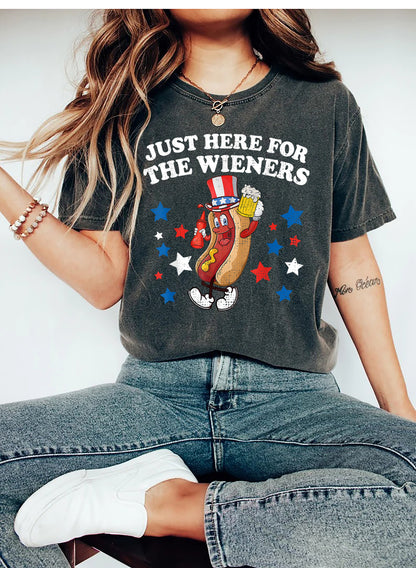 Just Here For The Wieners Shirt for 4th of July, Funny Hot Dog shirt, Independence Day tee shirt, Retro 4th of July tshirt