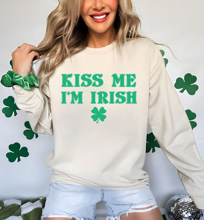 Kiss Me I'm Irish 90s Baby Shirt, Irish Baby Sweatshirt, Women's Fitted Tee, St Pattys Baby Tee, St Patricks Day Shirt, 90s Style Tee