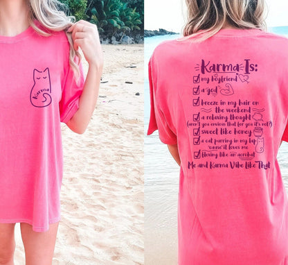 Karma Is My Boyfriend T shirt, Karma Is A Cat, Midnights T-shirt, Meet Me At Midnight Shirt, Karma Is A Gog, Me And Karma Vibe Like That Tee