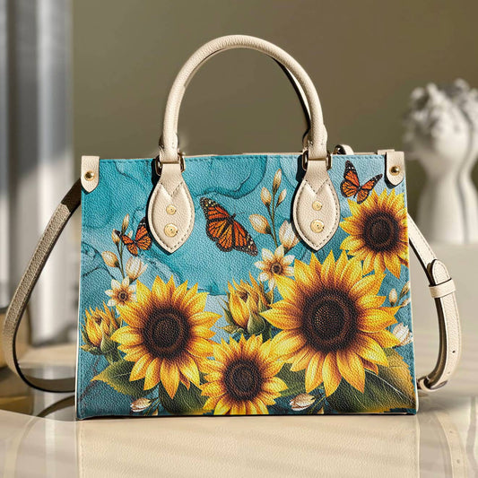 Leather Bag Gentle Sunflowers Garden