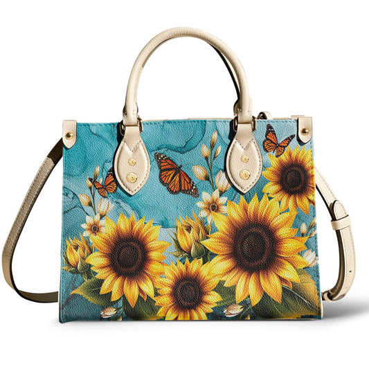 Leather Bag Gentle Sunflowers Garden