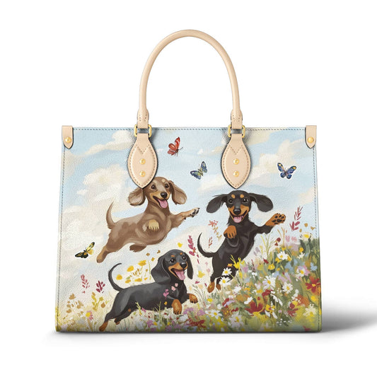 Leather Bag Happy Dachshunds