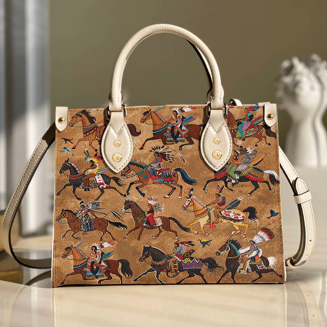 Leather Bag Majestic Native Horses