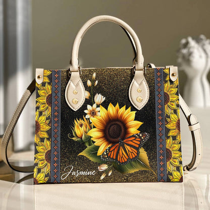 Lorva Personalized Leather Bag Golden Bloom Monarch