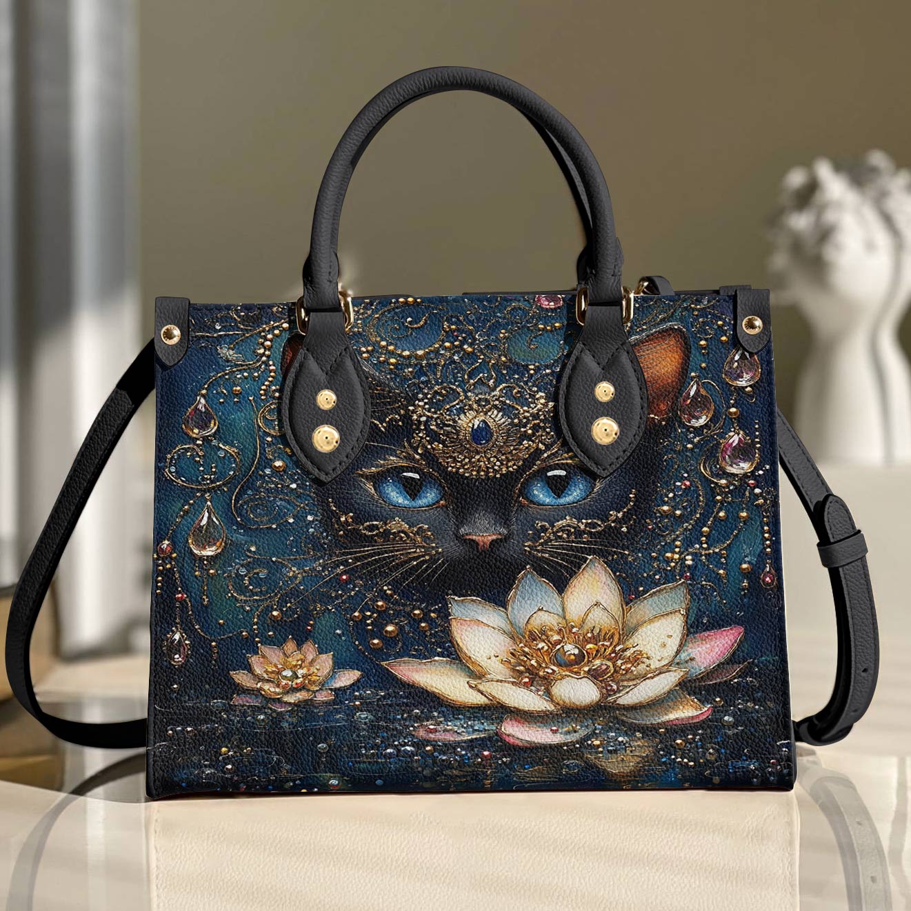 Leather Bag Mystic Black Cat