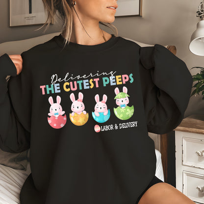 Labor and Delivery Easter Sweatshirt,Cute Easter L&D Nurse Shirt,L And D Nurse TShirt,Labor Nurse Gift,Delivering The Cutest LD Nurse Easter