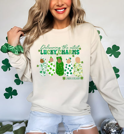 Labor And Delivery St Patricks Day Sweatshirt,Lucky L&D Nurse Saint Patrick's Shirt,Cute L And D St Paddy's Day,Delivering The Cutest Charms