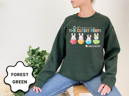 Labor and Delivery Easter Sweatshirt,Cute Easter L&D Nurse Shirt,L And D Nurse TShirt,Labor Nurse Gift,Delivering The Cutest LD Nurse Easter