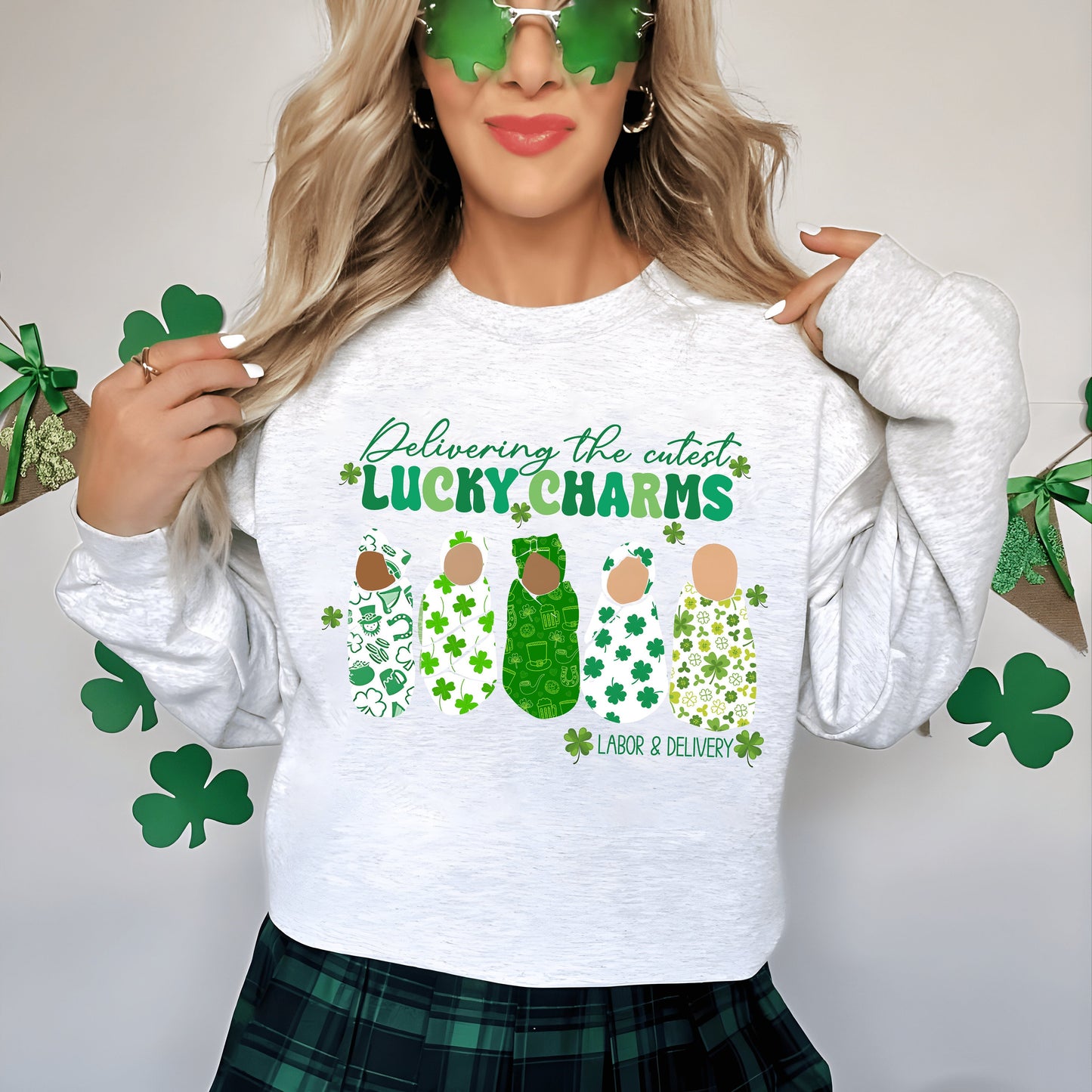 Labor And Delivery St Patricks Day Sweatshirt,Lucky L&D Nurse Saint Patrick's Shirt,Cute L And D St Paddy's Day,Delivering The Cutest Charms
