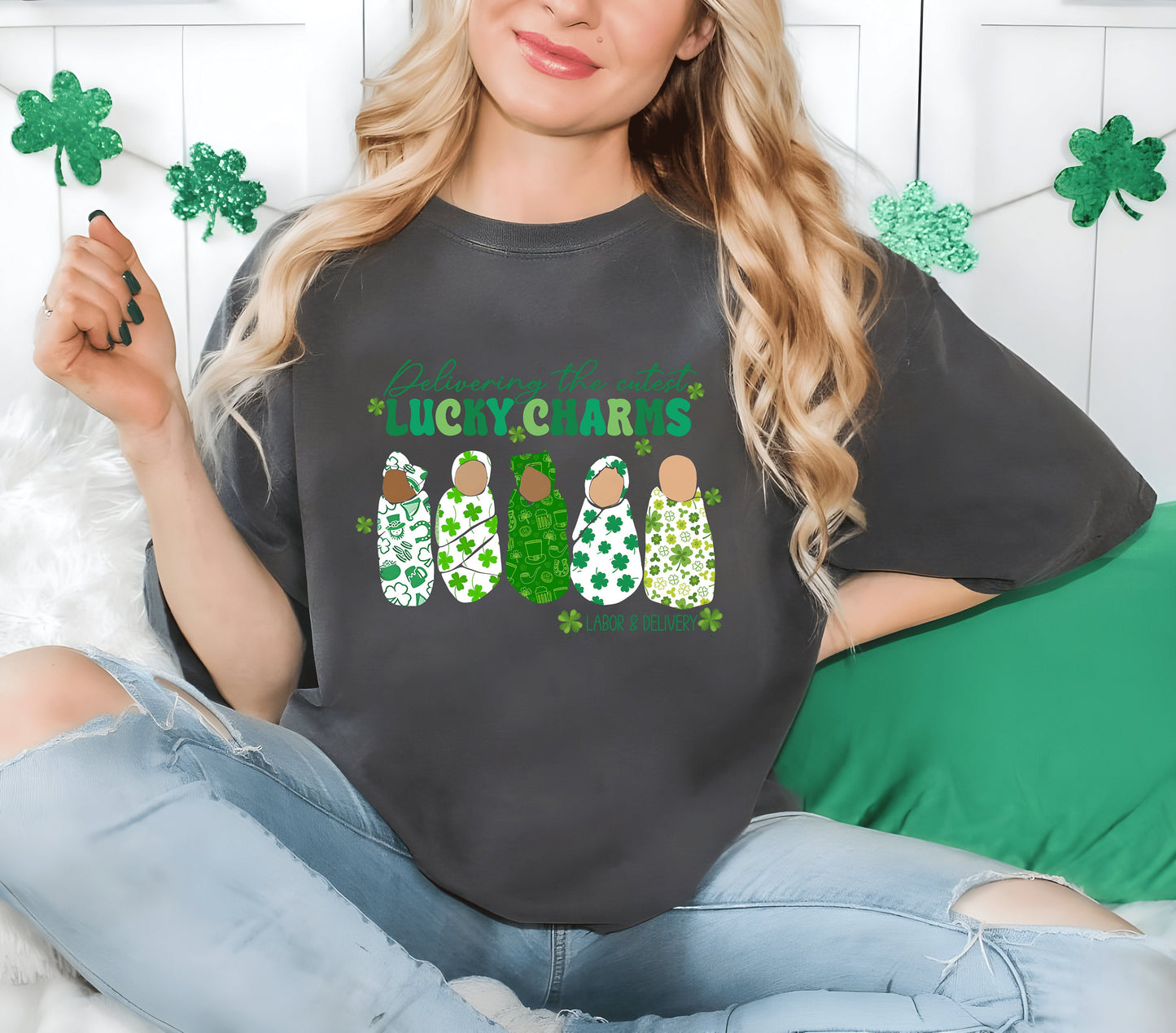 Labor And Delivery St Patricks Day Sweatshirt,Lucky L&D Nurse Saint Patrick's Shirt,Cute L And D St Paddy's Day,Delivering The Cutest Charms