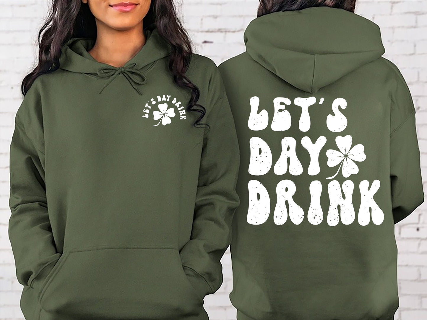 Lets Day Drink Sweatshirt, St Patrick Day Drinking Back and Front Hoodie, Funny St Patrick Day Aesthetic Shirt, Saint Patrick Day Beer gift