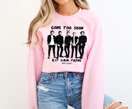 Liam Payne Sweatshirt 1993-2024 Rest In Peace Liam Payne RIP In Memory Of Liam Payne T-shirt 1D Fan Gift For Her Gone Too Soon Tee Memorial