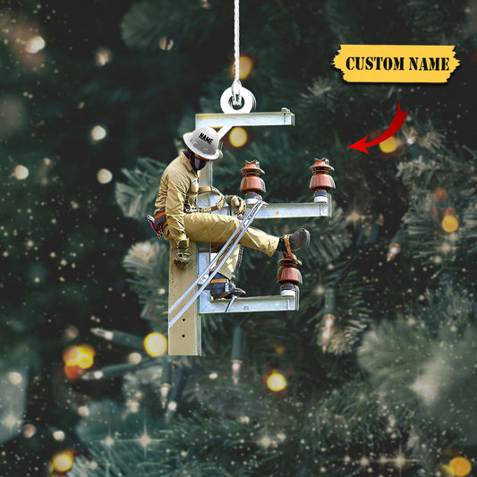 Lineman Acrylic Ornament - Christmas Ornament, Ornament For Lineman, Ornament Christmas, Ornament For Gift