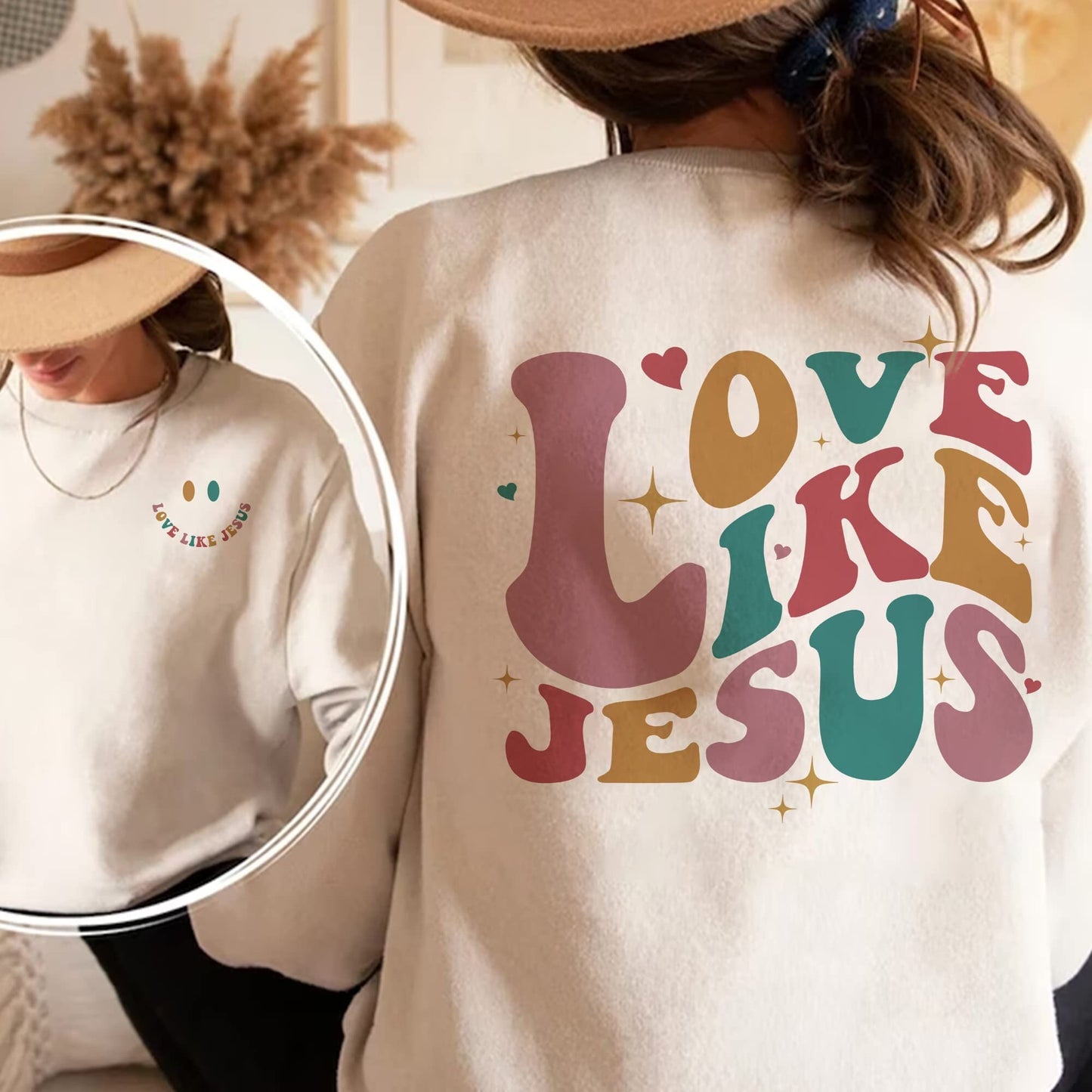 Love Like Jesus Sweatshirt, Jesus Shirt,Christian 2 Sided Sweater, Bible Verse Hoodie, Religious Tshirt, Faith Tshirt, Women Christian Gifts