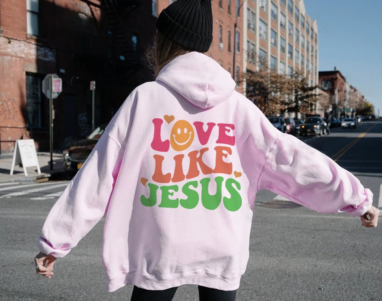 Love Like Jesus Sweatshirt, Trendy crewneck gift, Tumblr sweatshirt, VSCO aesthetic, Retro preppy aesthetic, Smiley Face retro