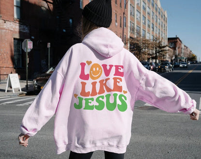 Love Like Jesus Sweatshirt, Trendy crewneck gift, Tumblr sweatshirt, VSCO aesthetic, Retro preppy aesthetic, Smiley Face retro