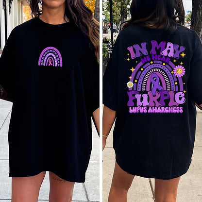 Lupus Warrior Shirt, Lupus Awareness Sweatshirts, Lupus Support Shirt, Purple Ribbon Shirt, Chronic Illness,In May We Wear Purple Sweatshirt