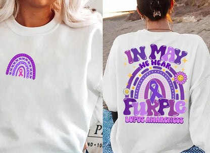 Lupus Warrior Shirt, Lupus Awareness Sweatshirts, Lupus Support Shirt, Purple Ribbon Shirt, Chronic Illness,In May We Wear Purple Sweatshirt