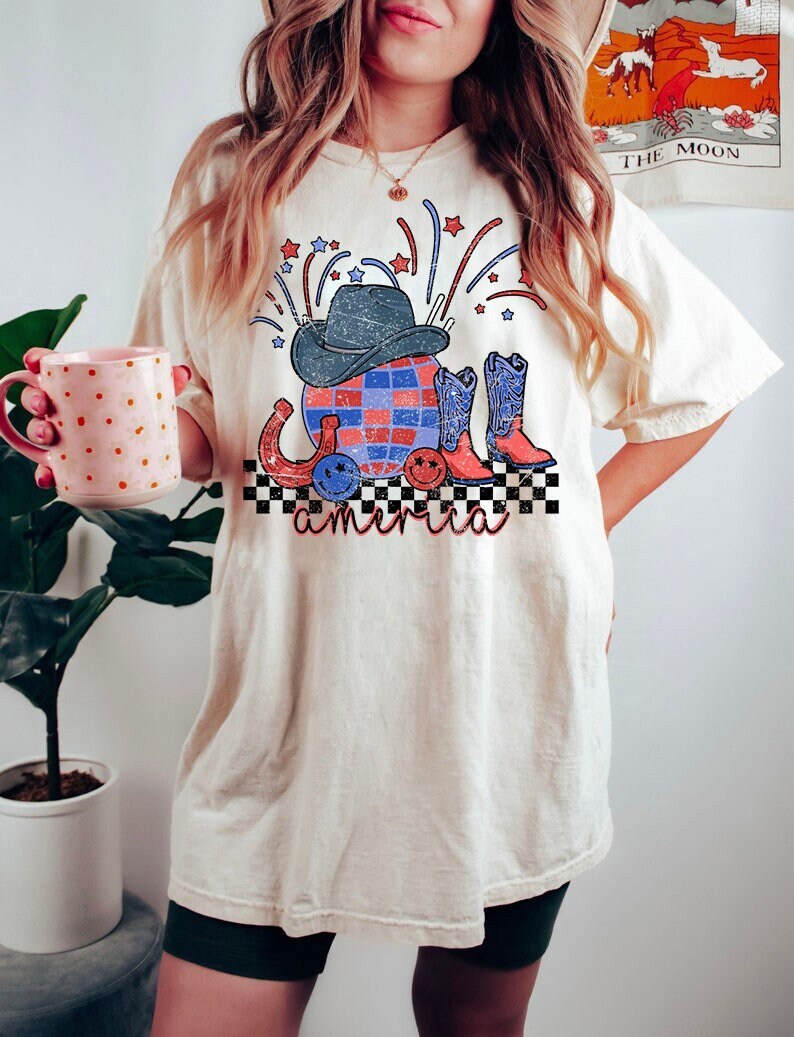 Make America Cowboy Again, Western America Shirt, Western Boots Shirt, Retro Cowgirl Boots Shirt, Howdy 4th of July Shirt, 4th of July shirt