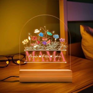 Custom Night Light for Mom, Custom Name Night Light With Birth Flower, Gift for Mommy, Gift for Mother, Mom Birthday Gift, Gift for Mama