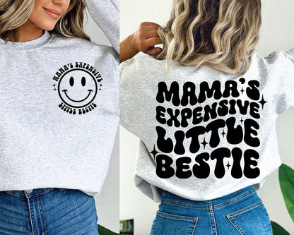 Léine Little Bestie daor Mama, Léine Mama Retro Smiley, Léine Mam do Mam le haghaidh Lá na Máthar, Léine Greannmhar Mam, Léine Mama, Mam Breithlá