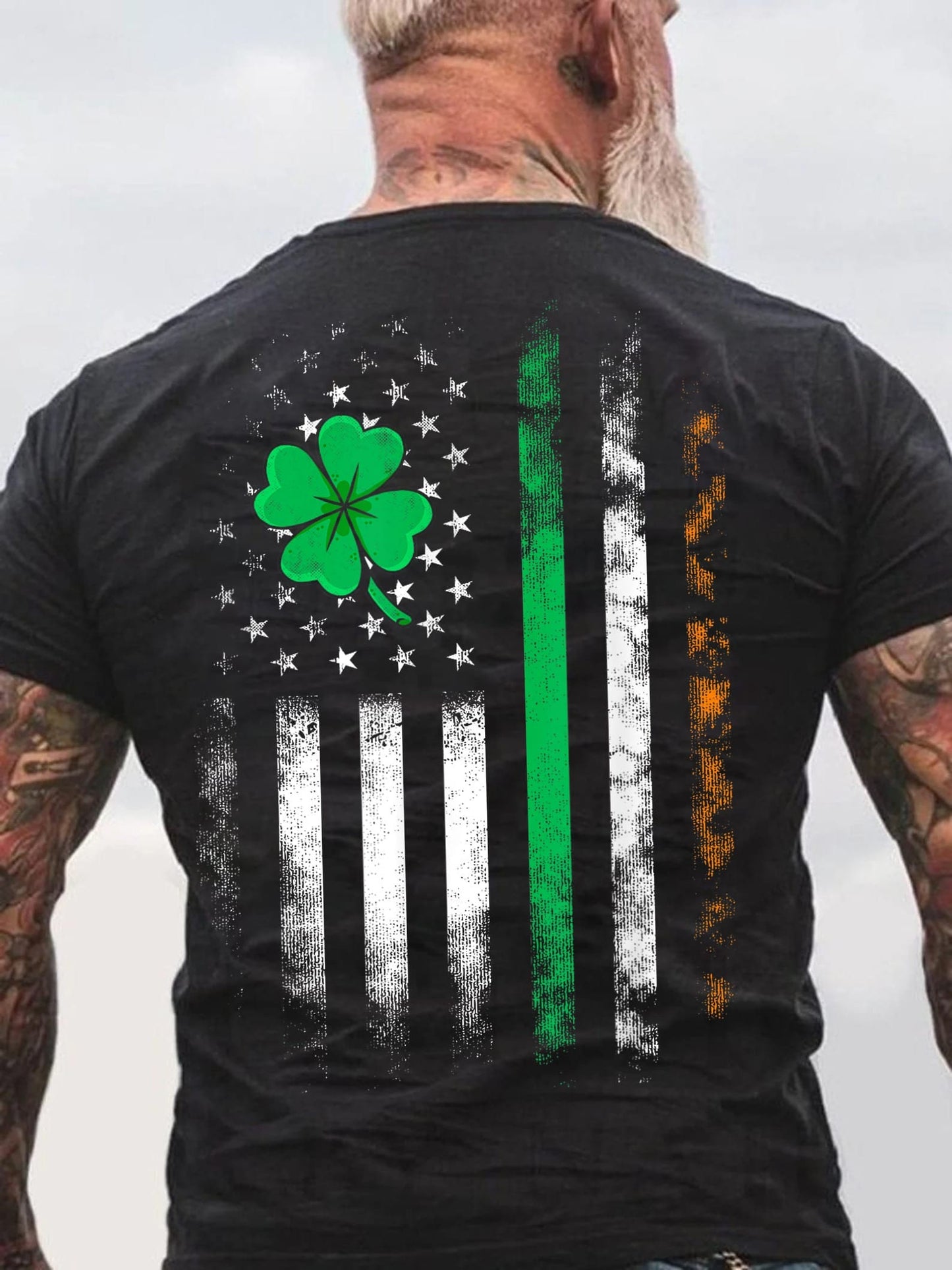 Men's Ireland T Shirt U.S. Flag Shirt St Patrick's Day Flag Shirt St Patty's Day American Flag Shirt St Pat Clover Tshirt sweatshirt