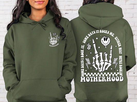 Motherhood Some Day I Rock it Sweatshirt & Hoodie, Double Printed, Motherhood Rock Skeleton Sweatshirt, Motherhood Crewneck, Mama gift