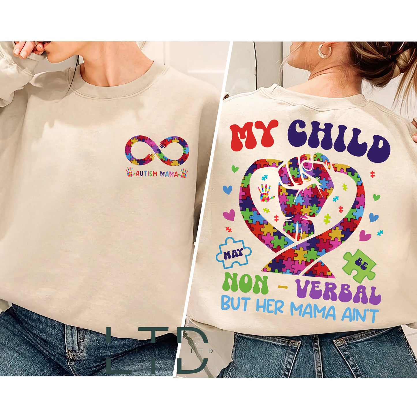 My Child May Be Non-Verbal But His Mama Ainâ€™t Shirt, Autism Mama Shirt,Autism Awareness Sweatshirt, Autistic Pride Shirt, Autism Mom Sweater