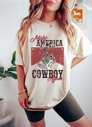 Make America Cowboy Again Shirt, Cowboy Shirt, Patriotic Western Shirt, Cowgirl T-shirt, Western Shirt, Western Graphic Tee, 4th Of July Shirt1