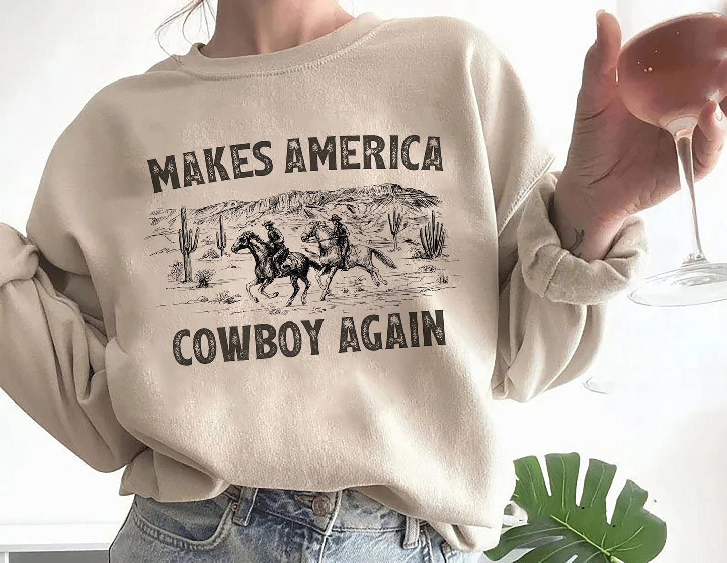 Make America Cowboy Again Sweatshirt, Western Graphic Tee, Patriotic Rodeo Shirt, Rodeo Gift, American Western Tee, Western Cowgirl Shirt
