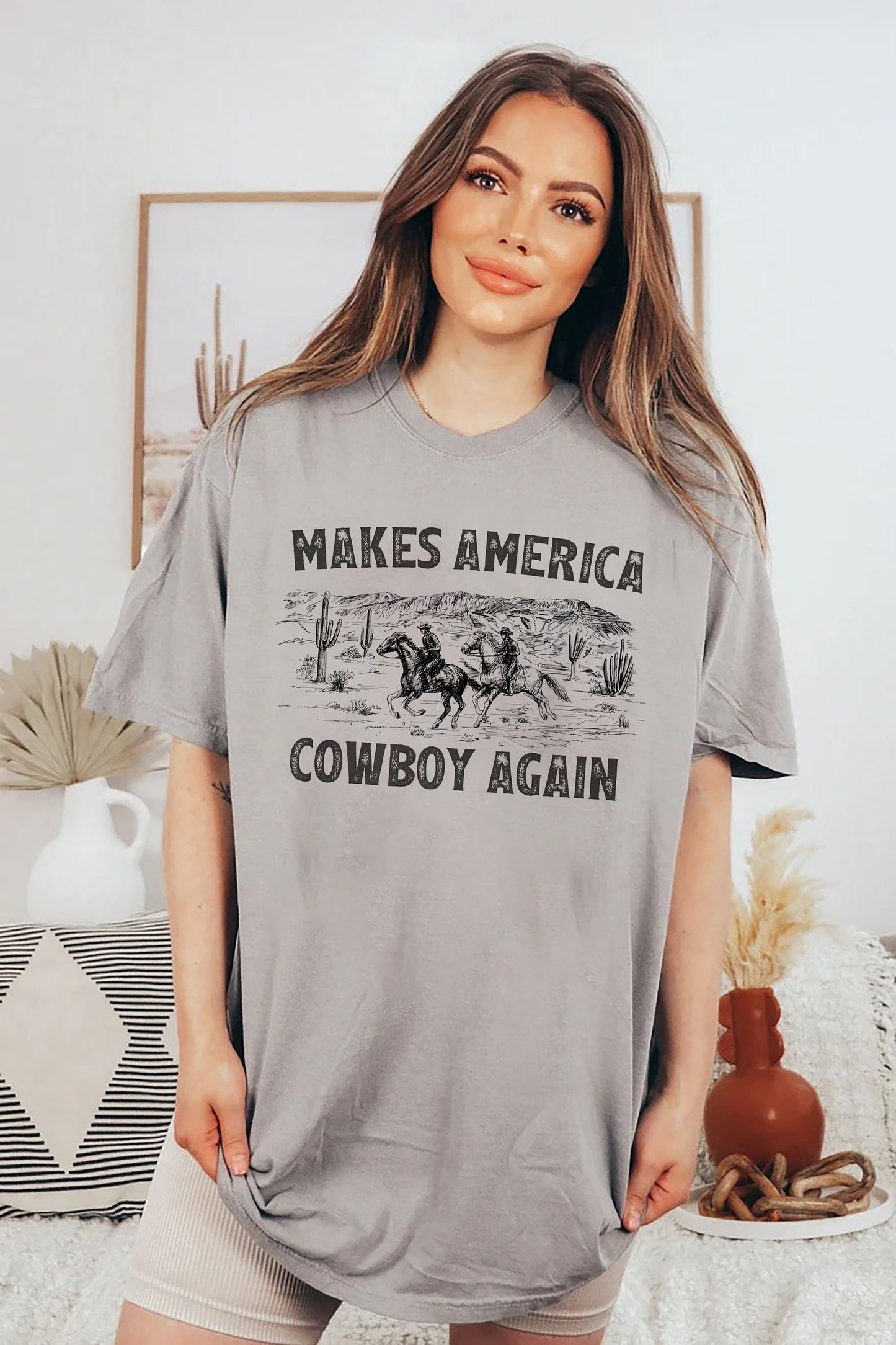 Make America Cowboy Again Sweatshirt, Western Graphic Tee, Patriotic Rodeo Shirt, Rodeo Gift, American Western Tee, Western Cowgirl Shirt