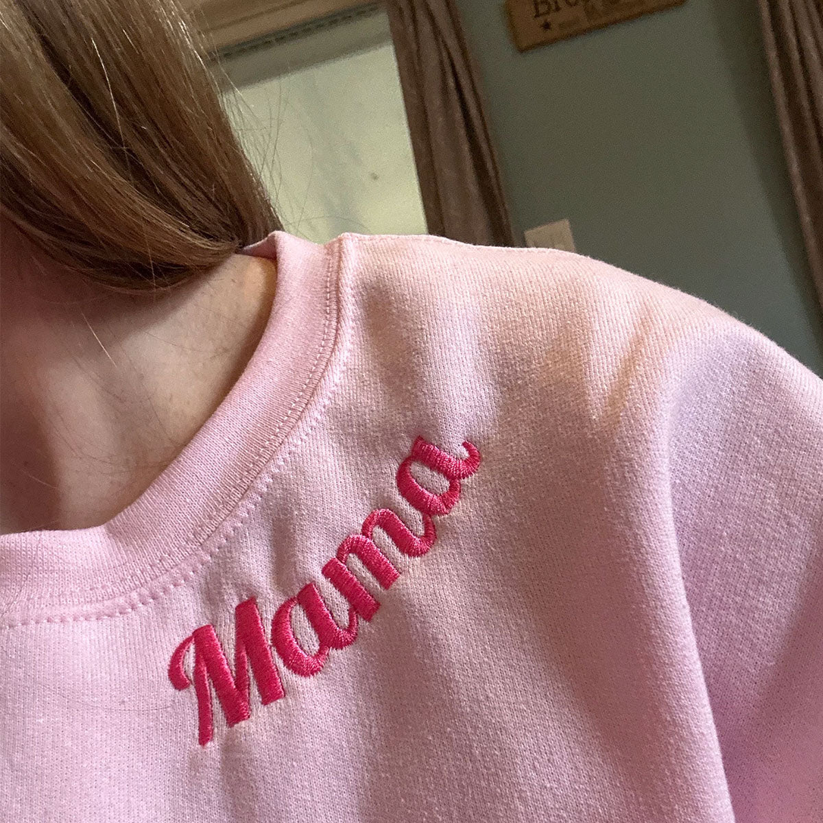 Mama Embroidered Sweatshirt - Personalized Gift for Moms, Hers - Kids Names on Sleeve