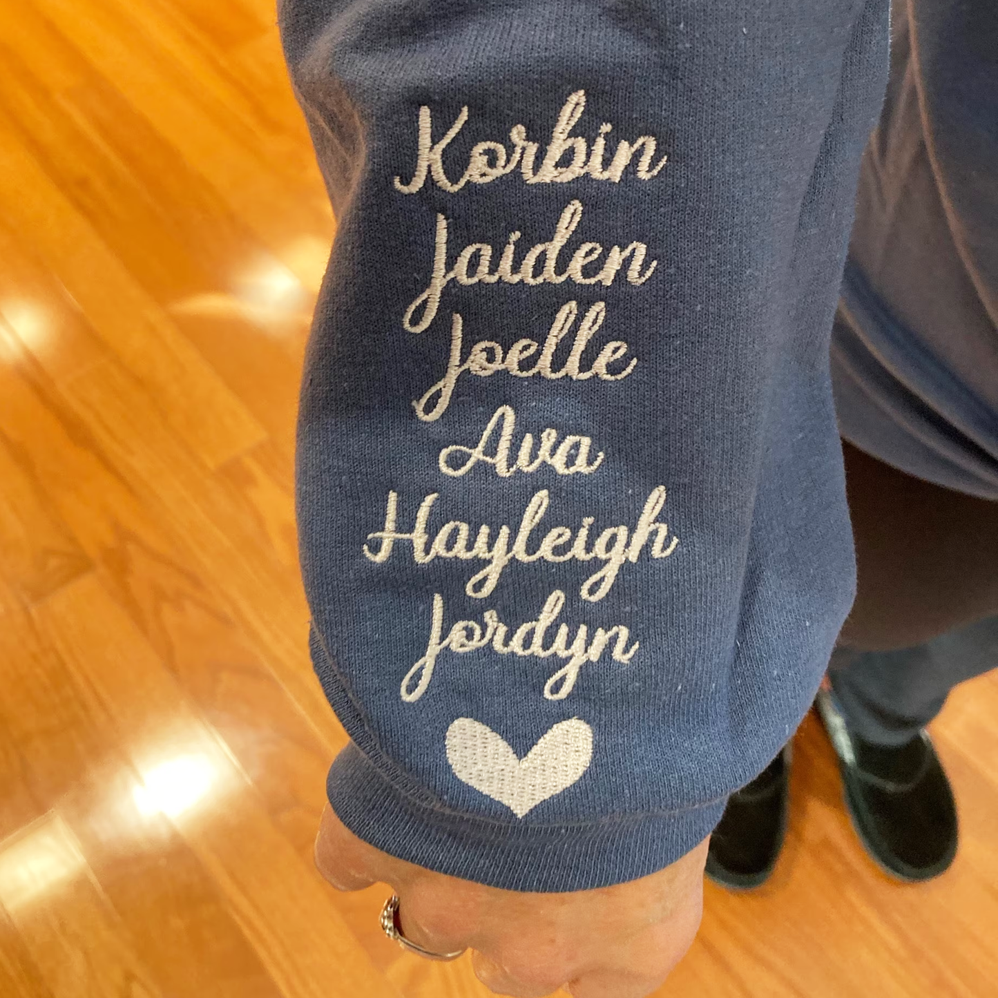 Mama Embroidered Sweatshirt - Personalized Gift for Moms, Hers - Kids Names on Sleeve