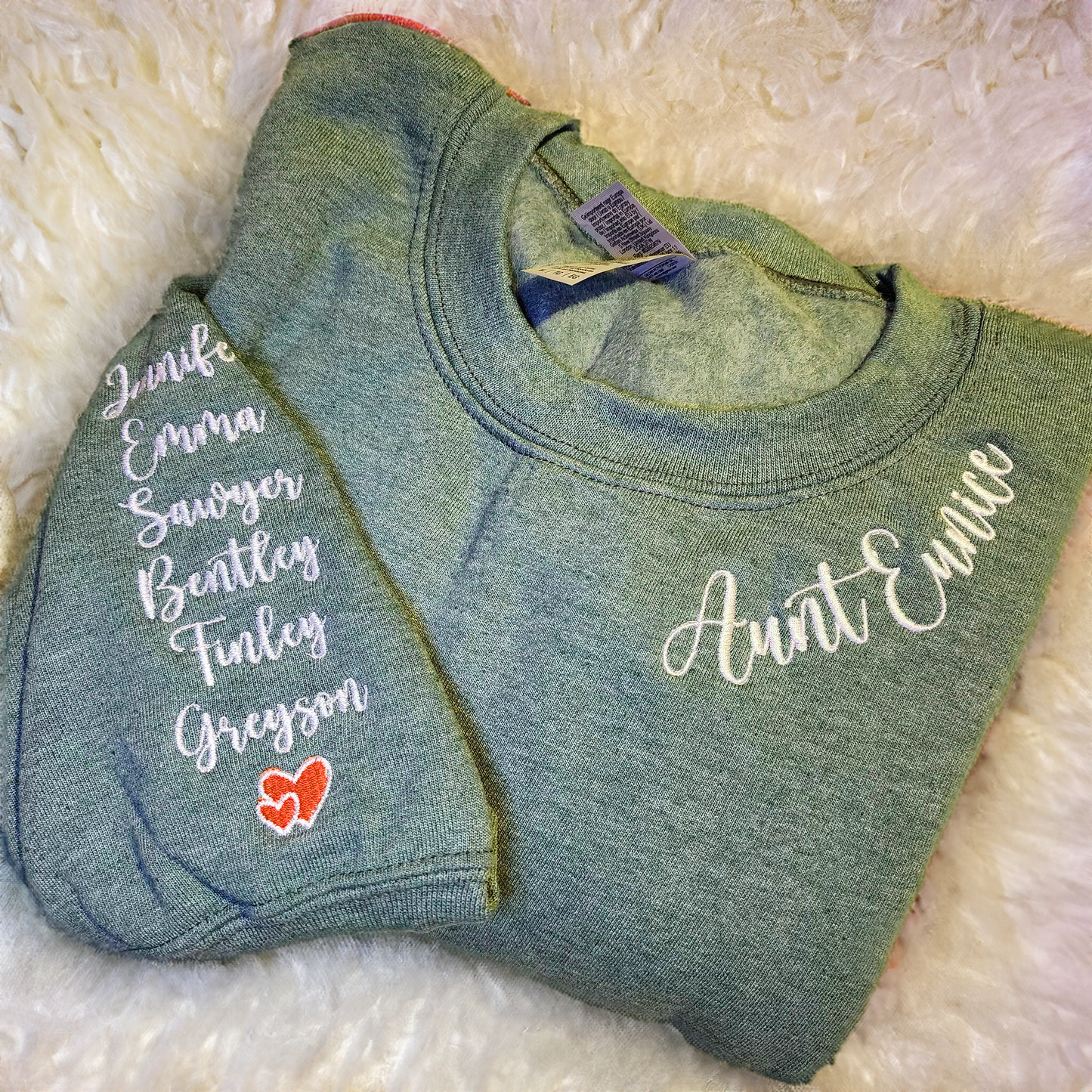 Mama Embroidered Sweatshirt - Personalized Gift for Moms, Hers - Kids Names on Sleeve