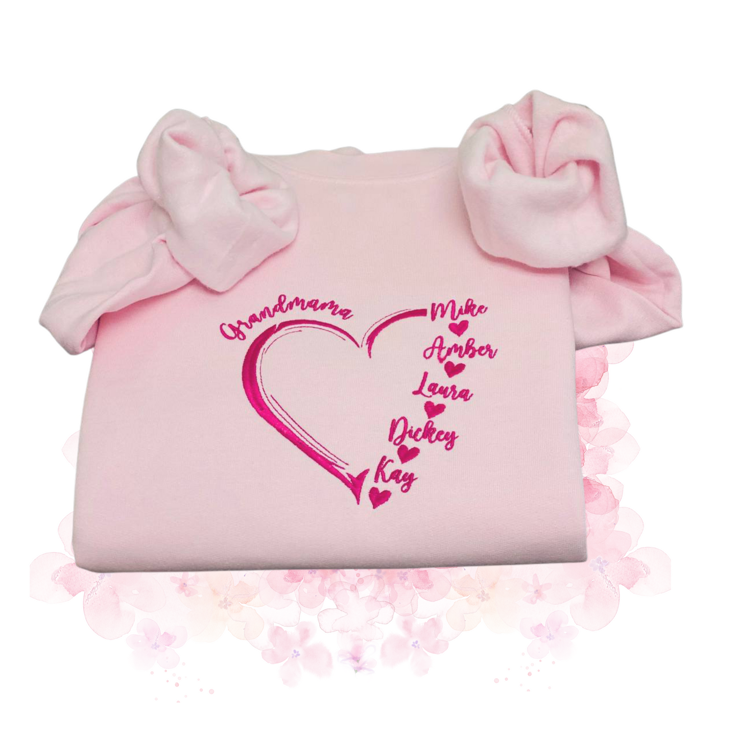 Mama, Grandmama With Kid Name Sweatshirt, Hoodie  Custom Embroidery