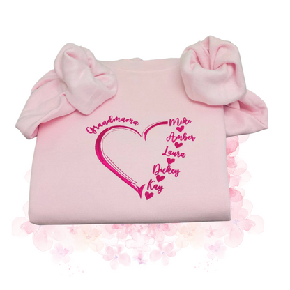 Mama, Grandmama With Kid Name Sweatshirt, Hoodie  Custom Embroidery