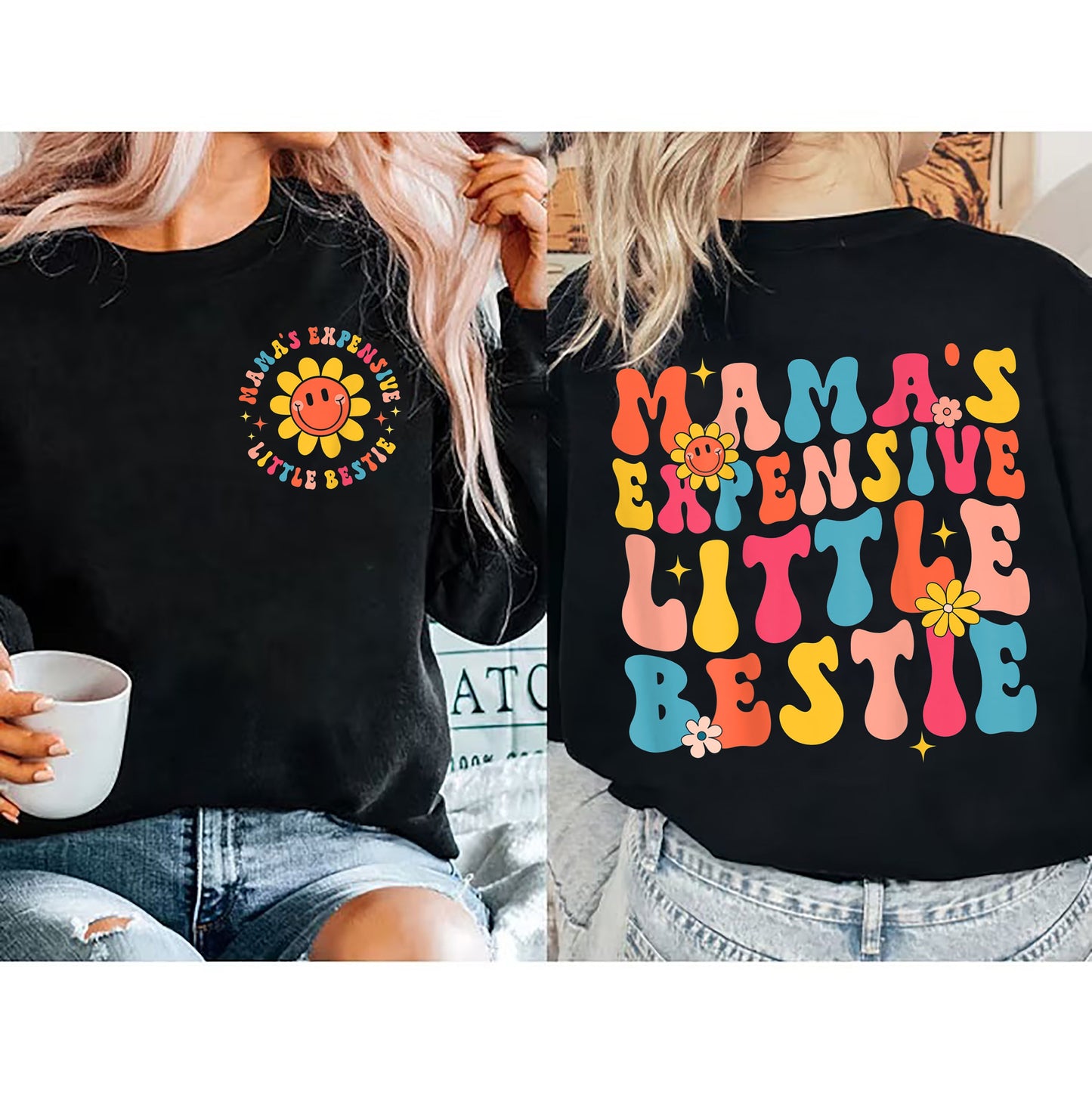 Léine Little Bestie daor Mama, Sweatsthirt Buachaill Mamaí, Léine Greannmhar Mamaí Kid, Léine Mhamó, Léine Cool Mam, Léine Bronntanais Lá na Máthar