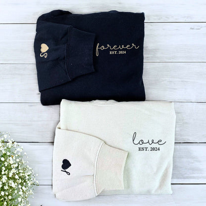 Matching Forever Love Hoodies or Sweatshirts, Custom Embroidered Gift for Couple Valentine Day