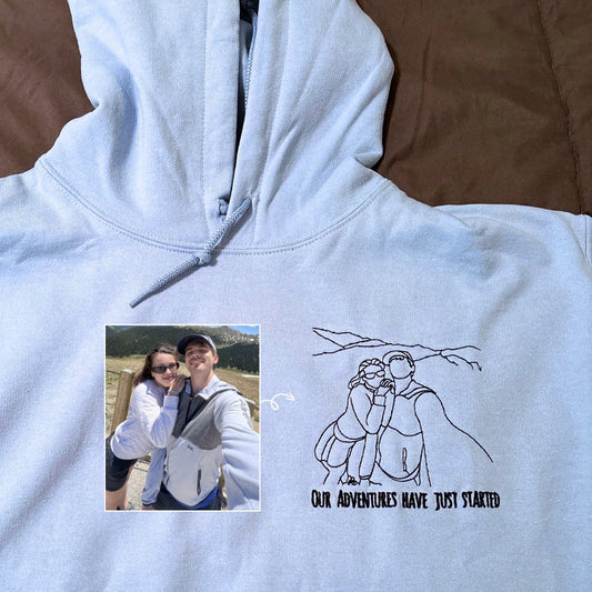 Matching Hoodies for Best Friends, Custom Embroidered Portrait Photo Sweatshirt, Hoodie