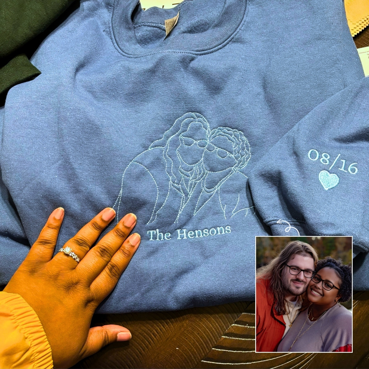Matching Hoodies for Best Friends, Custom Embroidered Portrait Photo Sweatshirt, Hoodie
