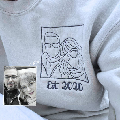 Matching Hoodies for Best Friends, Custom Embroidered Portrait Photo Sweatshirt, Hoodie