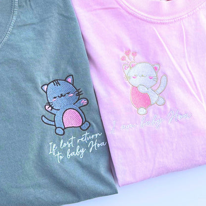 Matching Sweatshirt For Couple, Custom Embroidered Anime Cat Crewneck, Anniversary Gift For Couple