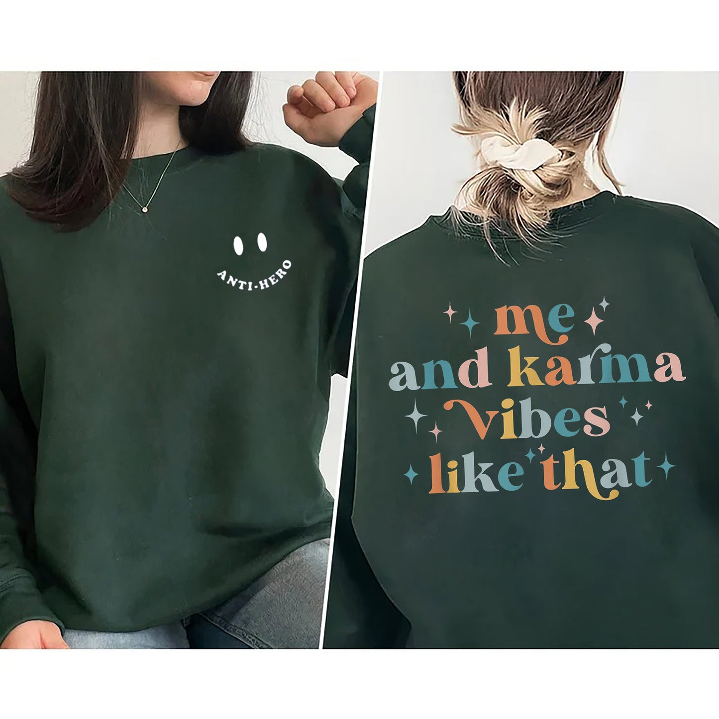 Is maith liomsa Agus Karma Vibe Sin Súilín Gréagach Cailíní Buachaillí Léine, Mise Agus Karma Vibe Mar an Léine Sin, Sweatshirt, Hoodie