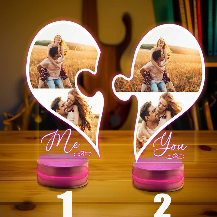 Personalized Valentine Design Led Lights Heart Table Night Lamp Love Couple Anniversary Custom name and date Engagement Wedding Gifts